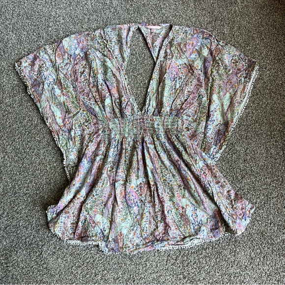 Victoria’s Secret Boho Paisley Pink/Green Swim Cover Up, Size Medium - Picture 3 of 11